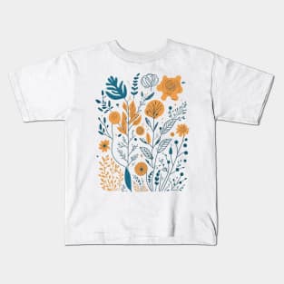 Bohemian Style Floral Shapes Kids T-Shirt